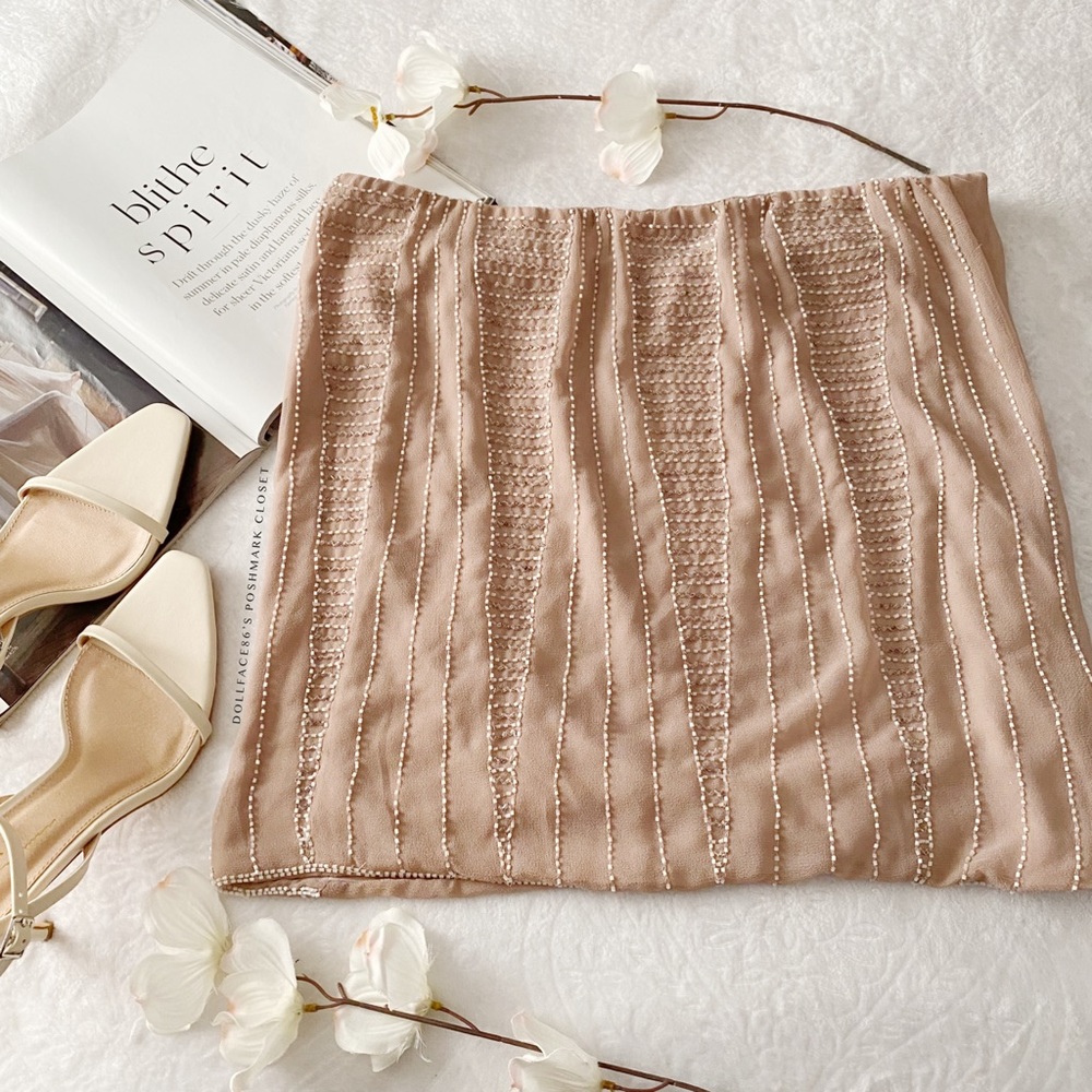 LC Blush Beaded Mini Skirt